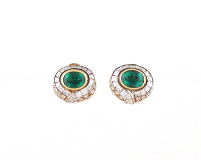 Diamant Smaragdohrclips - Exquisite jewellery
