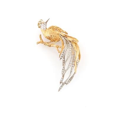 Brillant Diamant Brosche "Paradiesvogel Pfau" zus. ca. 1,25 ct - Exquisite jewellery