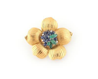 Brillant Farbstein Blütenbrosche - Exkluzivní šperky