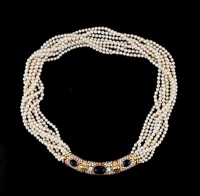 Diamant Saphir Kulturperlen Collier - Gioielli scelti