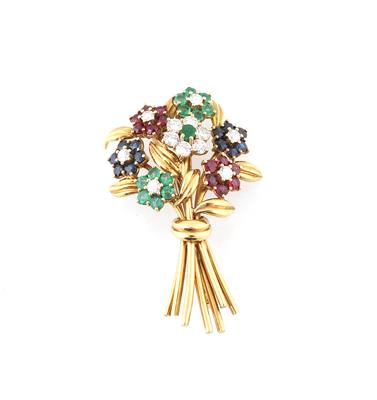 Brillant Farbstein Brosche Blumenstrauß - Exquisite jewellery