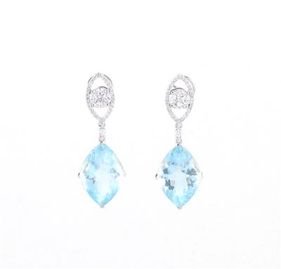 Diamant Aquamarin Ohrsteckgehänge - Exquisite jewellery