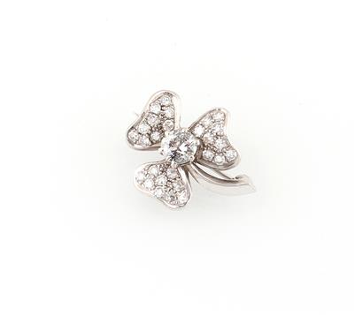 Diamantbrosche Kleeblatt zus. ca. 1,10 ct - Exquisite jewellery