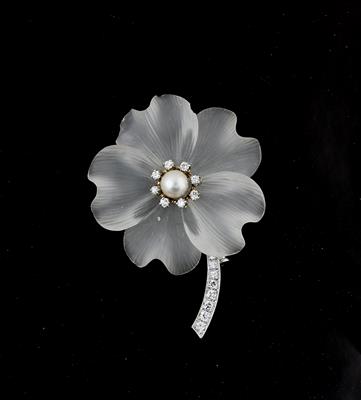 Kulturperlen Brillant Bergkristall Brosche - Exquisite jewellery