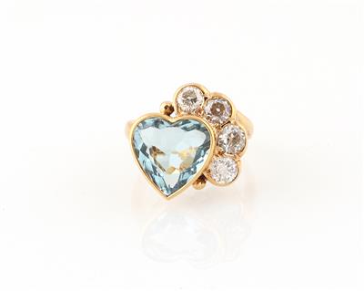 Diamant Aquamarin Ring Herz - Exkluzivní šperky
