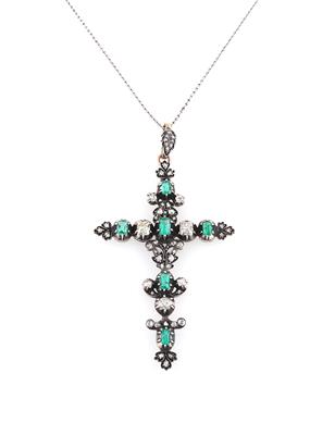 Diamant Smaragd Kreuzanhänger - Gioielli scelti