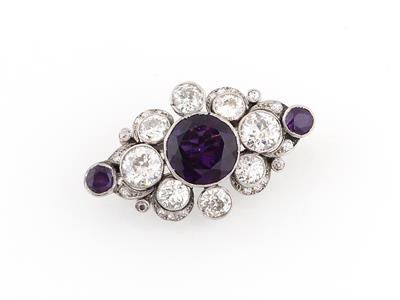 Altschliffbrillant Amethystbrosche - Exquisite jewellery