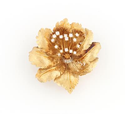 Brillant Blüten Brosche zus. ca. 0,80 ct - Exquisite jewellery