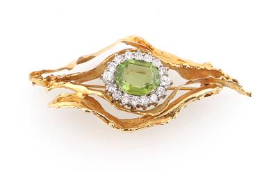 Brillant Peridot Brosche - Erlesener Schmuck