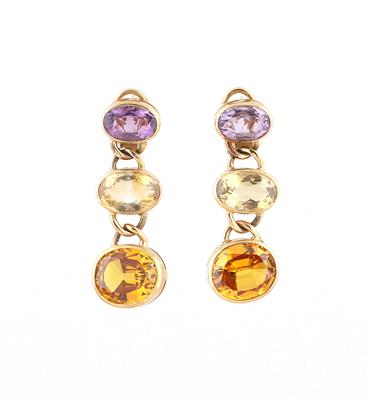 Amethyst Citrin Ohrclips - Exquisite jewellery