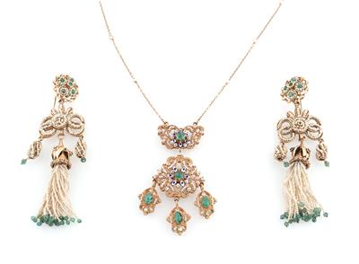 Smaragd Griesperlen Schmuckgarnitur - Exquisite jewellery
