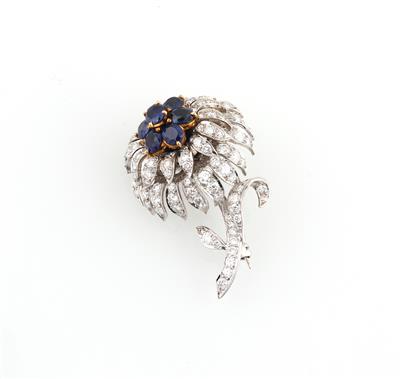 Brillant Saphir Brosche - Exquisite jewellery