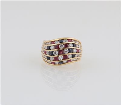 Brillant Rubin Saphir Ring - Erlesener Schmuck