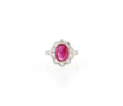 Brillantring mit unbehandeltem Burma Rubin ca. 2,25 ct - Erlesener Schmuck