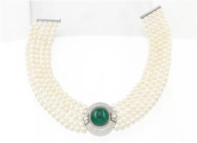 Smaragd Kulturperlen Collier - Exquisite jewellery