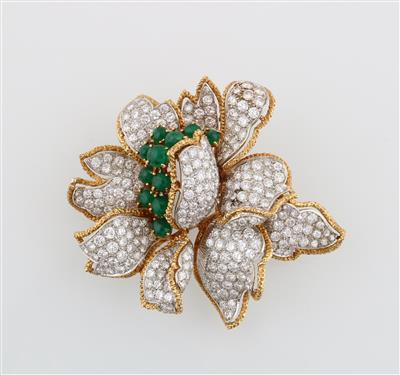 Brillant Smaragd Brosche - Exkluzivní šperky