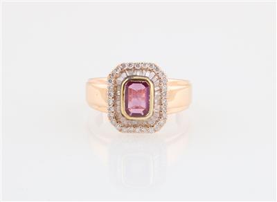 Diamantring mit unbehandeltem rosa Saphir ca. 0,70 ct - Exquisite jewellery