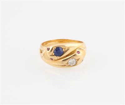 Altschliffdiamant Farbstein Ring Schlange - Exquisite jewellery
