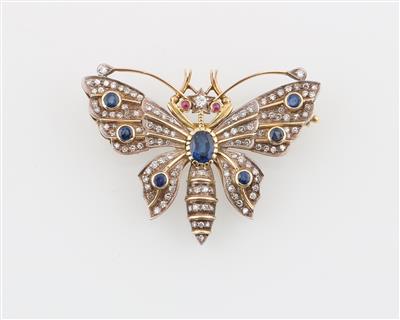 Diamant Farbstein Brosche Schmetterling - Gioielli scelti