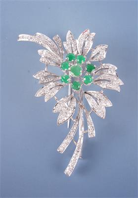 Diamant Smaragdbrosche - Exquisite jewellery