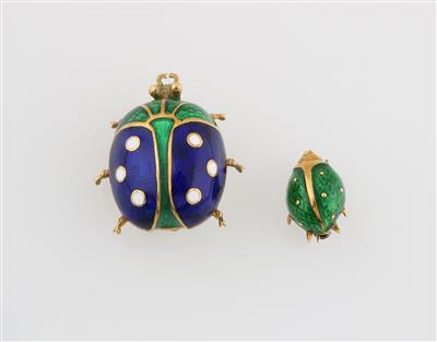 2 Emailbroschen Käfer - Exquisite jewellery