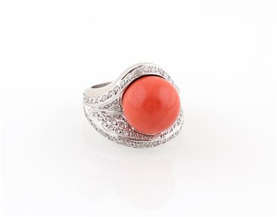 Korallen Brillant Ring - Exquisite jewellery