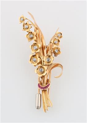 Brillantbrosche Blüten zus. ca. 0,20 ct - Exquisite jewellery