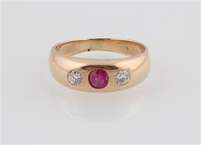 Altschliffbrillantring mit unbehandeltem rosa Saphir ca. 0,25 ct - Exkluzivní šperky