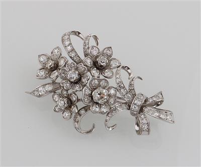 Diamant Blütenbrosche zus. ca.3,60 ct - Klenoty