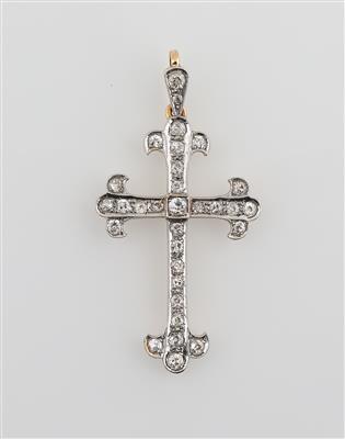 Altschliffdiamant Kreuzanhänger zus. ca. 1,40 ct - Exkluzivní šperky