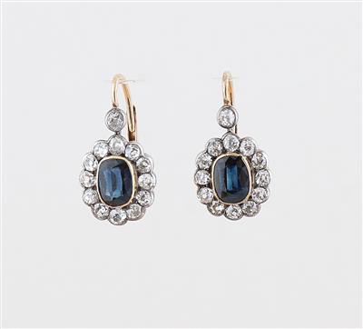 Altschliffdiamant Saphir Ohrgehänge - Exquisite jewellery