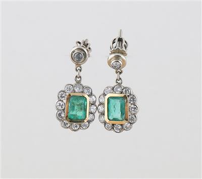 Brillant Smaragd Ohrschraubgehänge - Exquisite jewellery