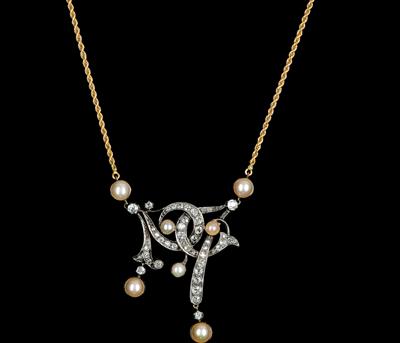 Altschliffdiamant Halbperlen Collier - Exquisite jewellery
