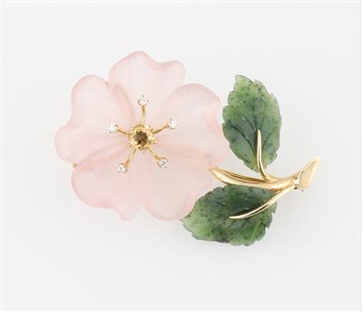 Brillant Schmuckstein Blüten Brosche - Exquisite jewellery