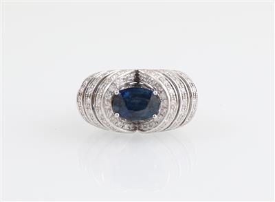 Brillantring mit behandeltem Saphir ca. 3,70 ct - Exquisite jewellery