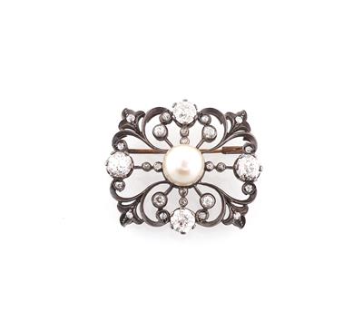 Diamant Kulturperlen Brosche - Exquisite jewellery