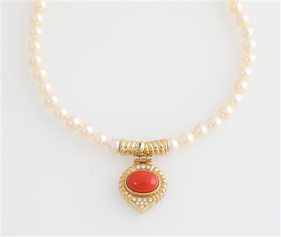Korallen Kulturperlen Collier - Exquisite jewellery