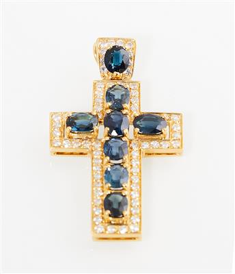 Brillant Saphir Kreuzanhänger - Exquisite jewellery