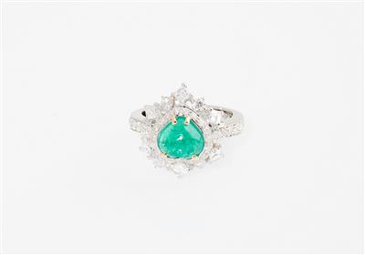 Diamant Smaragd Ring Herz - Exkluzivní šperky