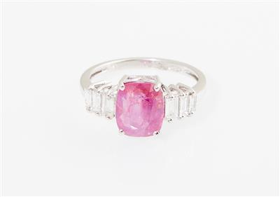 Diamantring mit unbehandeltem rosa Saphir ca. 3,85 ct - Erlesener Schmuck Muttertag