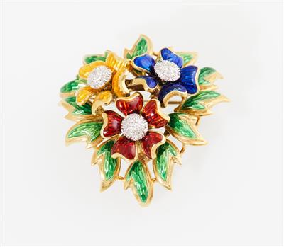 Varona Achtkantdiamant Brosche Blume - Exkluzivní šperky