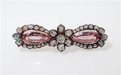 Diamantbrosche mit rosa Topasen - Erlesener Schmuck