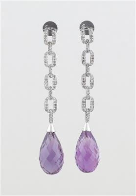 Diamant Amethyst Ohrsteckgehänge - Erlesener Schmuck