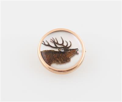 Bergkristall Brosche Hirsch - Erlesener Schmuck