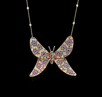 Brillant Farbstein Collier Schmetterling - Erlesener Schmuck