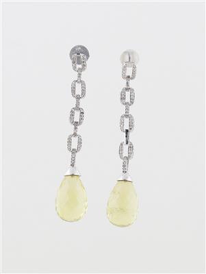 Diamant Lemoncitrin Ohrgehänge - Jewellery