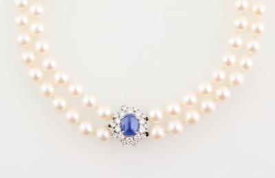 Brillant Saphir Kulturperlen Collier - Exquisite jewellery