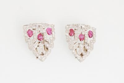 2 Rubin Diamant Kleiderclips zus. ca. 3,50 ct - Exquisite jewellery