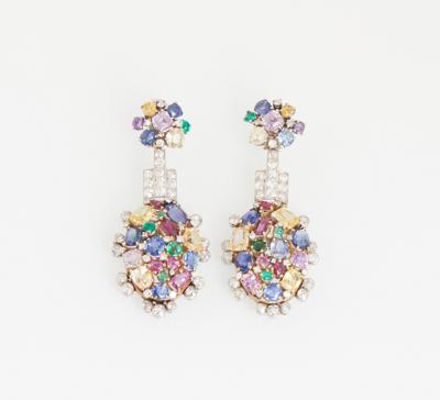 Diamant Farbstein Ohrclipsgehänge - Exquisite jewellery