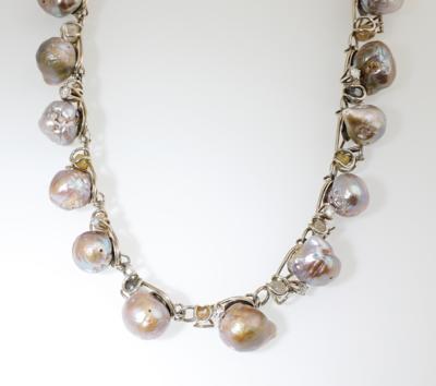 Diamant Kulturperlen Halskette - Erlesener Schmuck Weihnachtsauktion